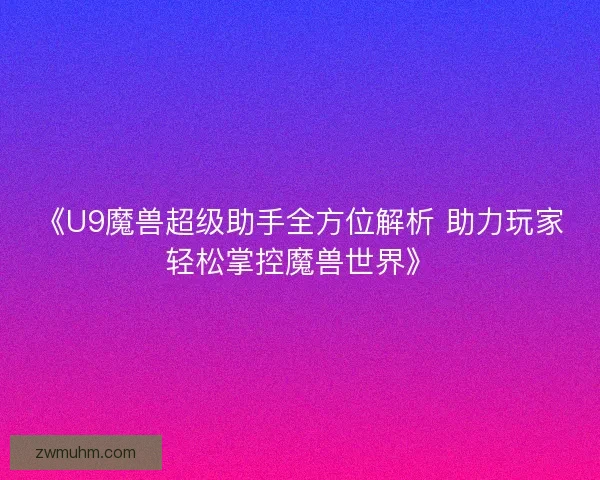 《U9魔兽超级助手全方位解析 助力玩家轻松掌控魔兽世界》